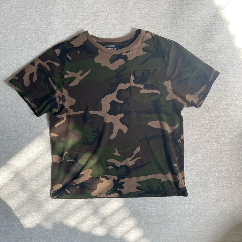 Boy’s Polo by Ralph Lauren Camo Crewneck Tee - Green/Brown